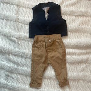Starting out infant boys best navy blue & Khaki pull on pants baby 3/6M …